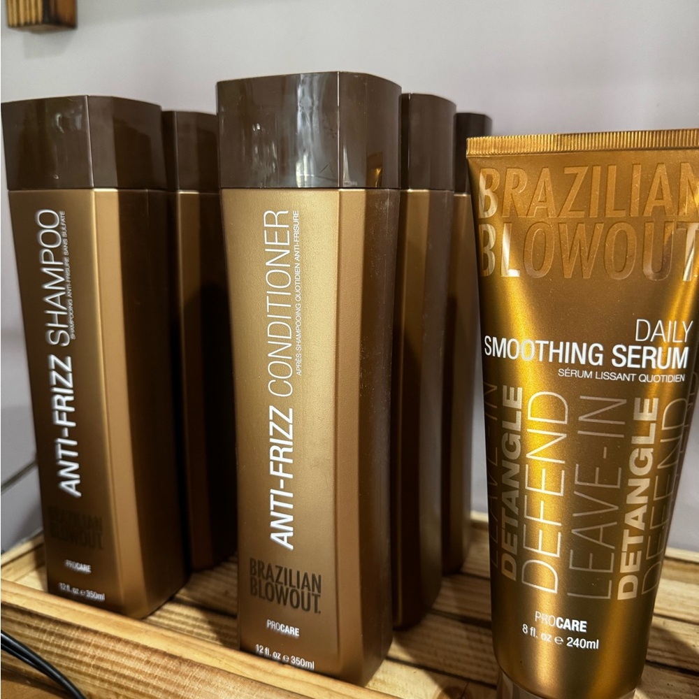 Anti-Frizz Shampoo, Conditioner, and Smoothing Serum - Brown